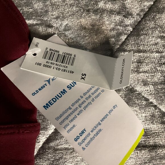 Old Navy Active Burgundy XS Racerback Sports Bra Go-Dry Moisture-Wicking new - Picture 4 of 4
